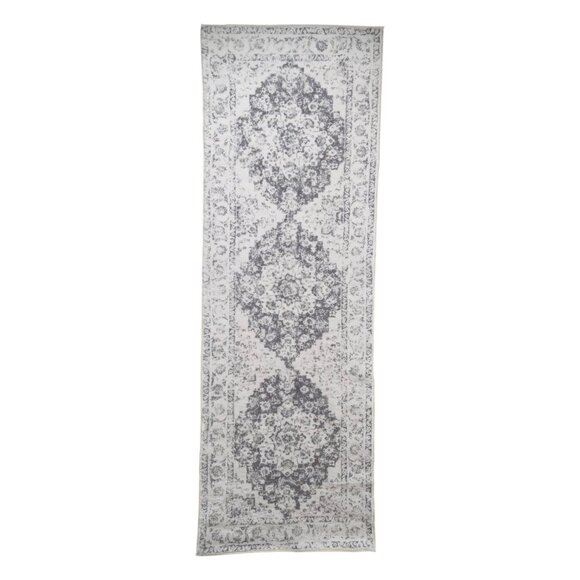 Hallway Runner Rug White Grey Distressed Farmhouse 24x70 Non Slip Machine Wash - Picture 1 of 7